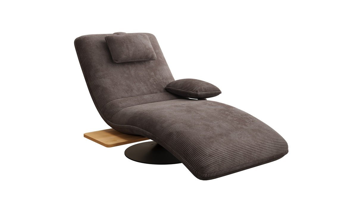 Designer Relax-Liege Velor Cord mit Drehfunktion und Beistelltisch