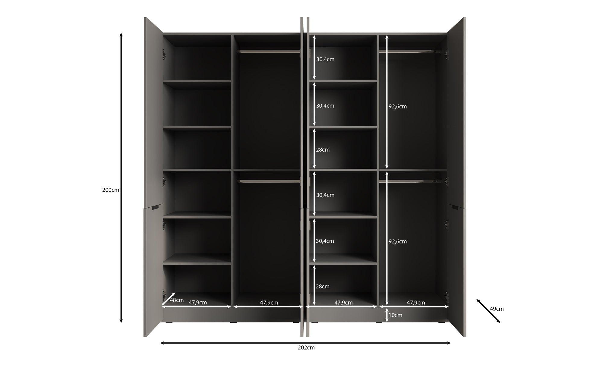 Modulo Elen – Zweimoduliger Kleiderschrank mit strukturierter Front
