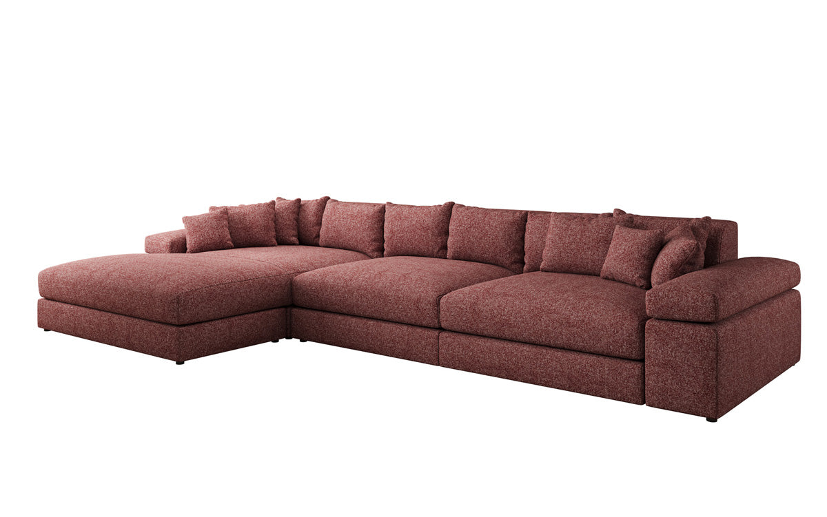 Designer Ecksofa Bernardo Maxi mit breiter Ottomane in Strukturstoff