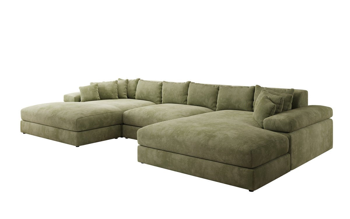 Designer Sofa Bernardo U mit breiter Ottomane in Cord