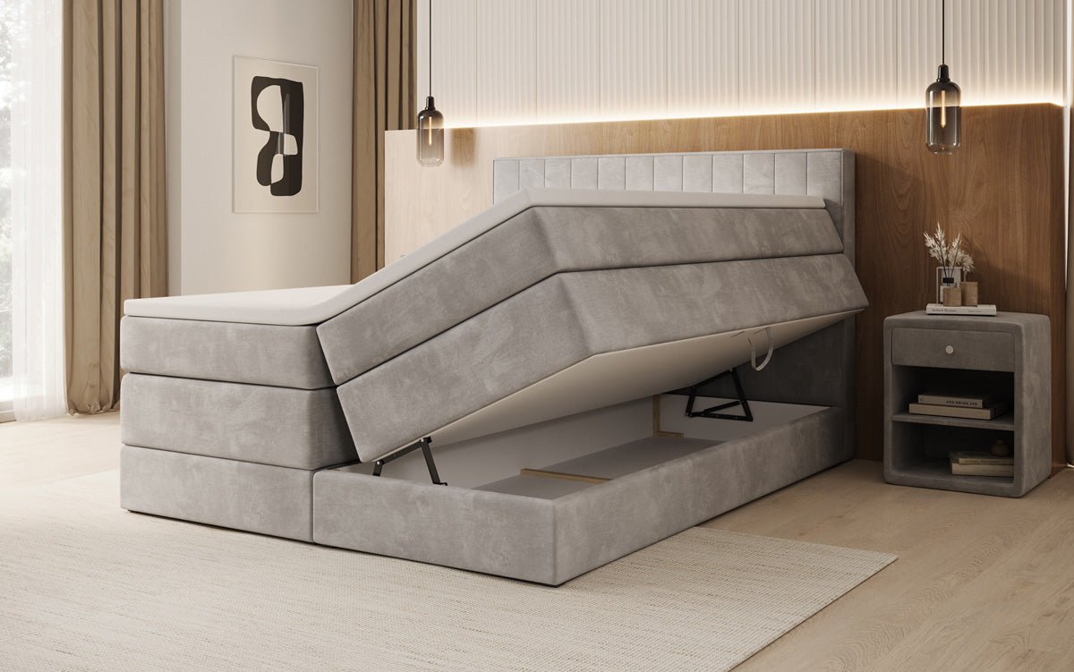 Boxspringbett Avera mit Stauraum in Samt