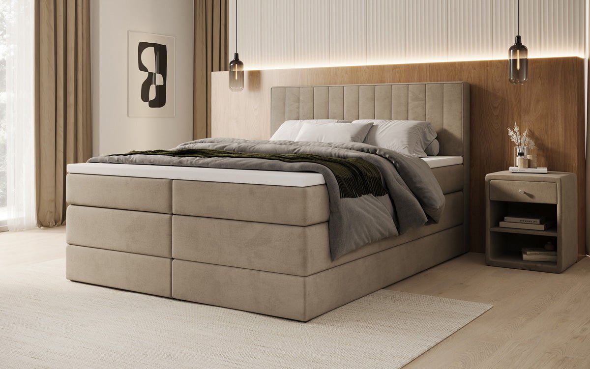 Boxspringbett Avera mit Stauraum in Samt