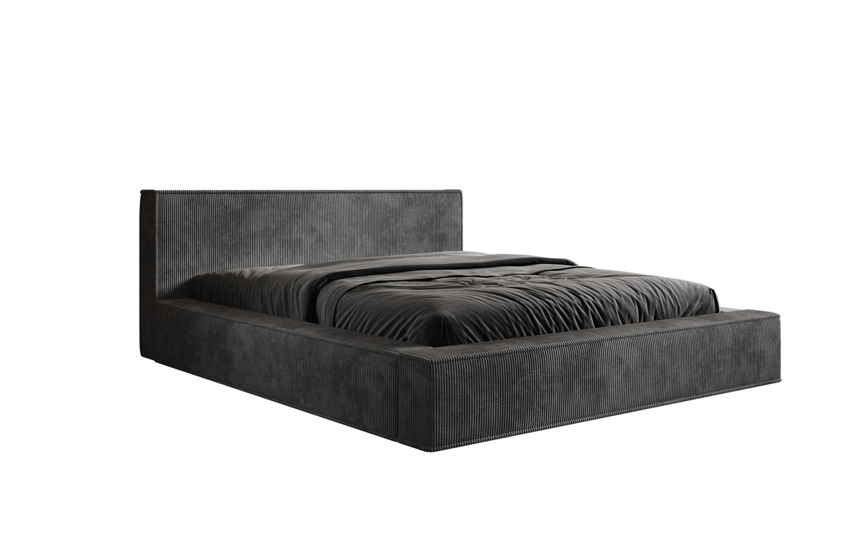 Designer Polsterbett Harmon in Cord mit Stauraum