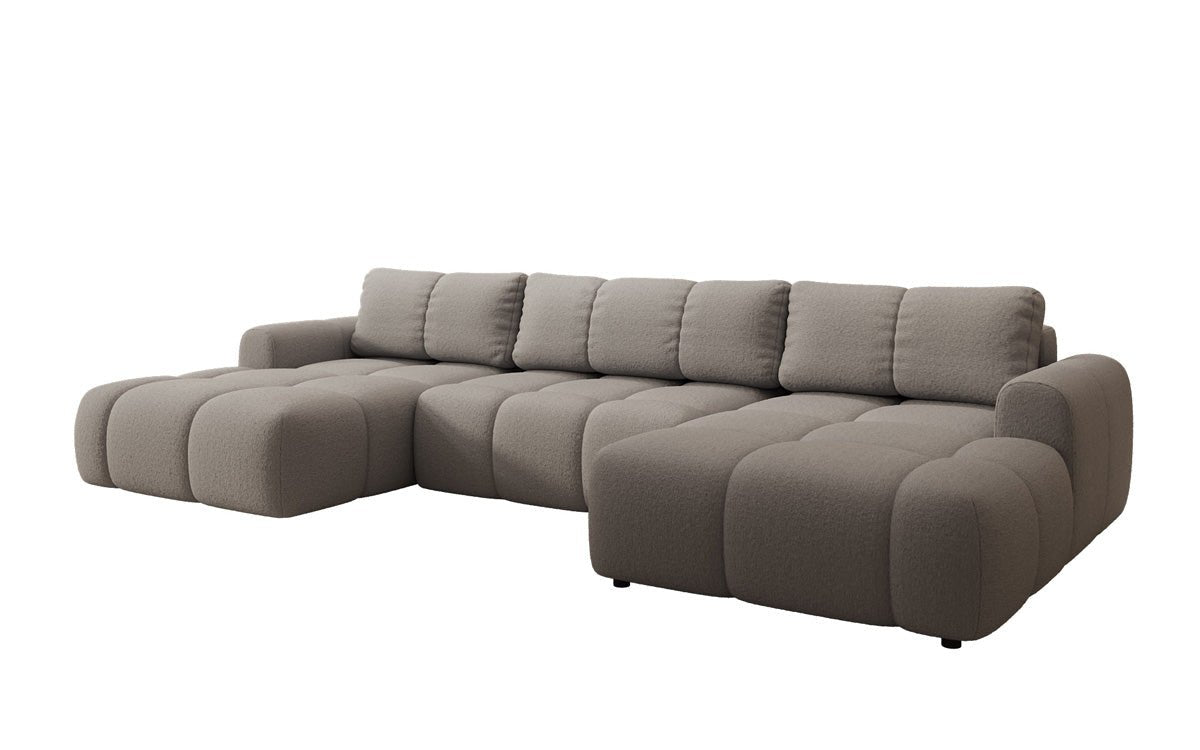 Designer Sofa Analfi U mit Schlaf- und Klappfunktion in Bouclé