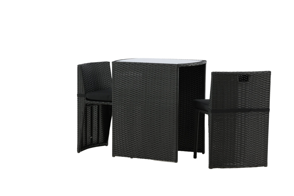 Balkonset Bob - in wahlweise schwarzem oder grauem Rattan