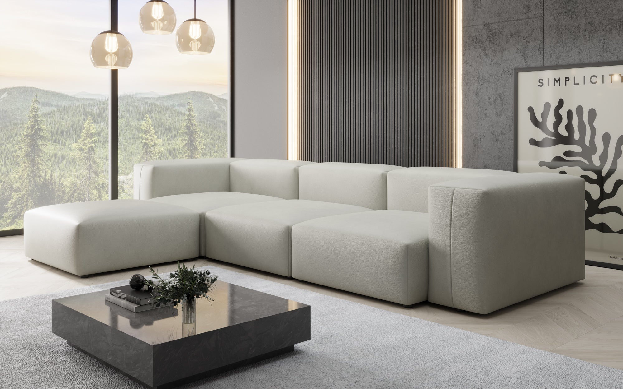 Designer Ecksofa Snug in Echtleder