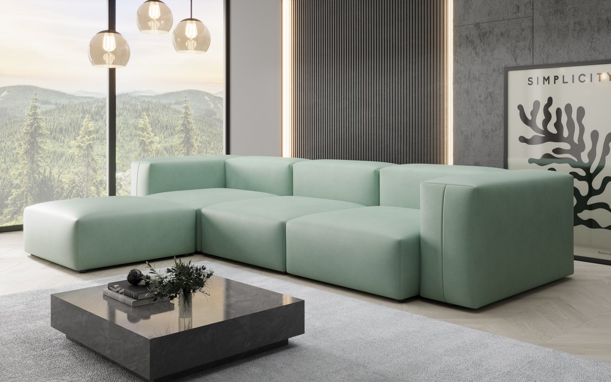 Designer Ecksofa Snug in Echtleder