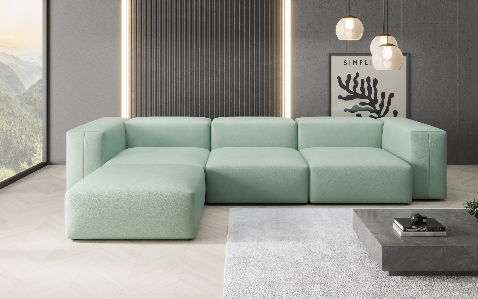 Designer Ecksofa Snug in Echtleder