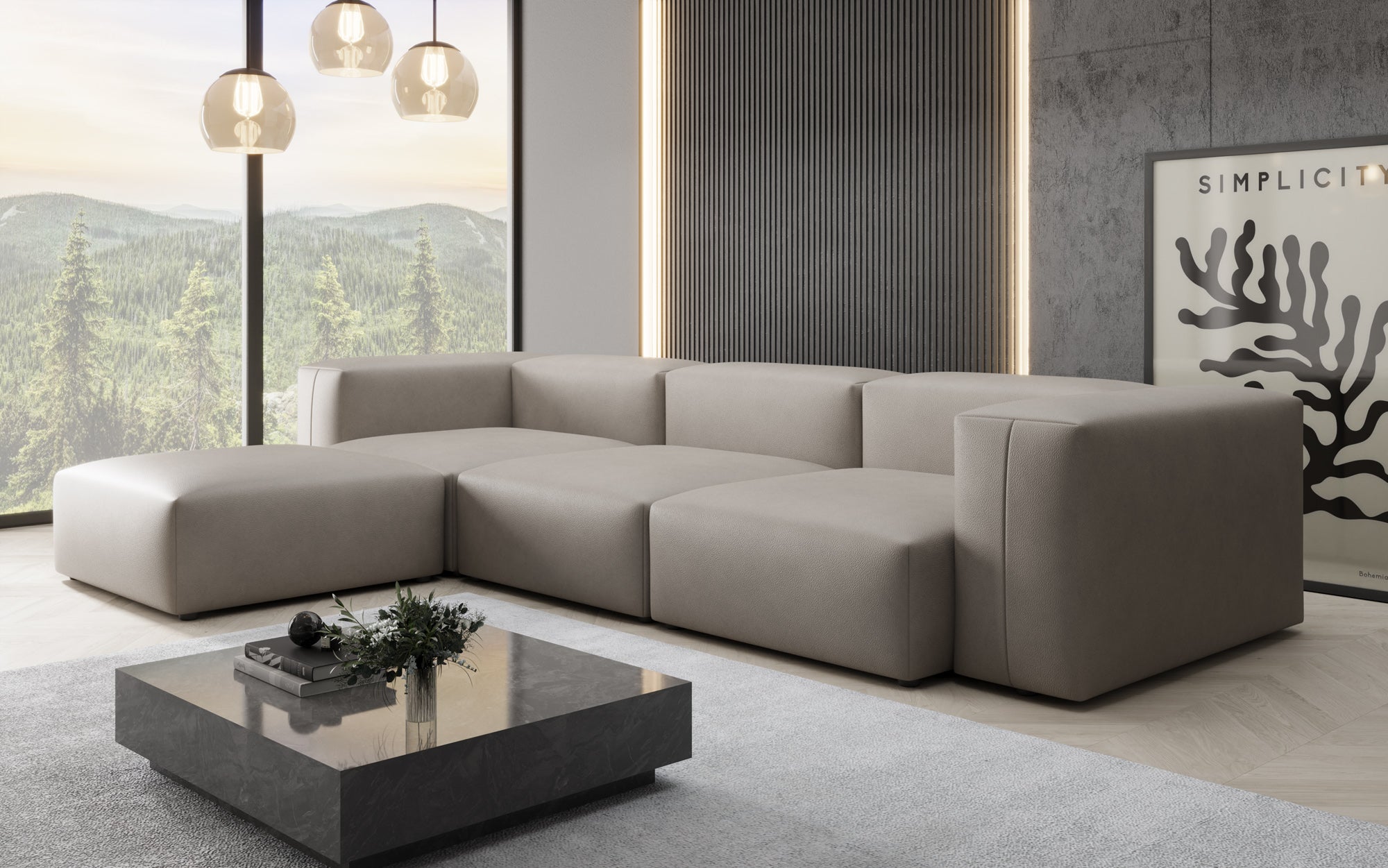 Designer Ecksofa Snug in Echtleder