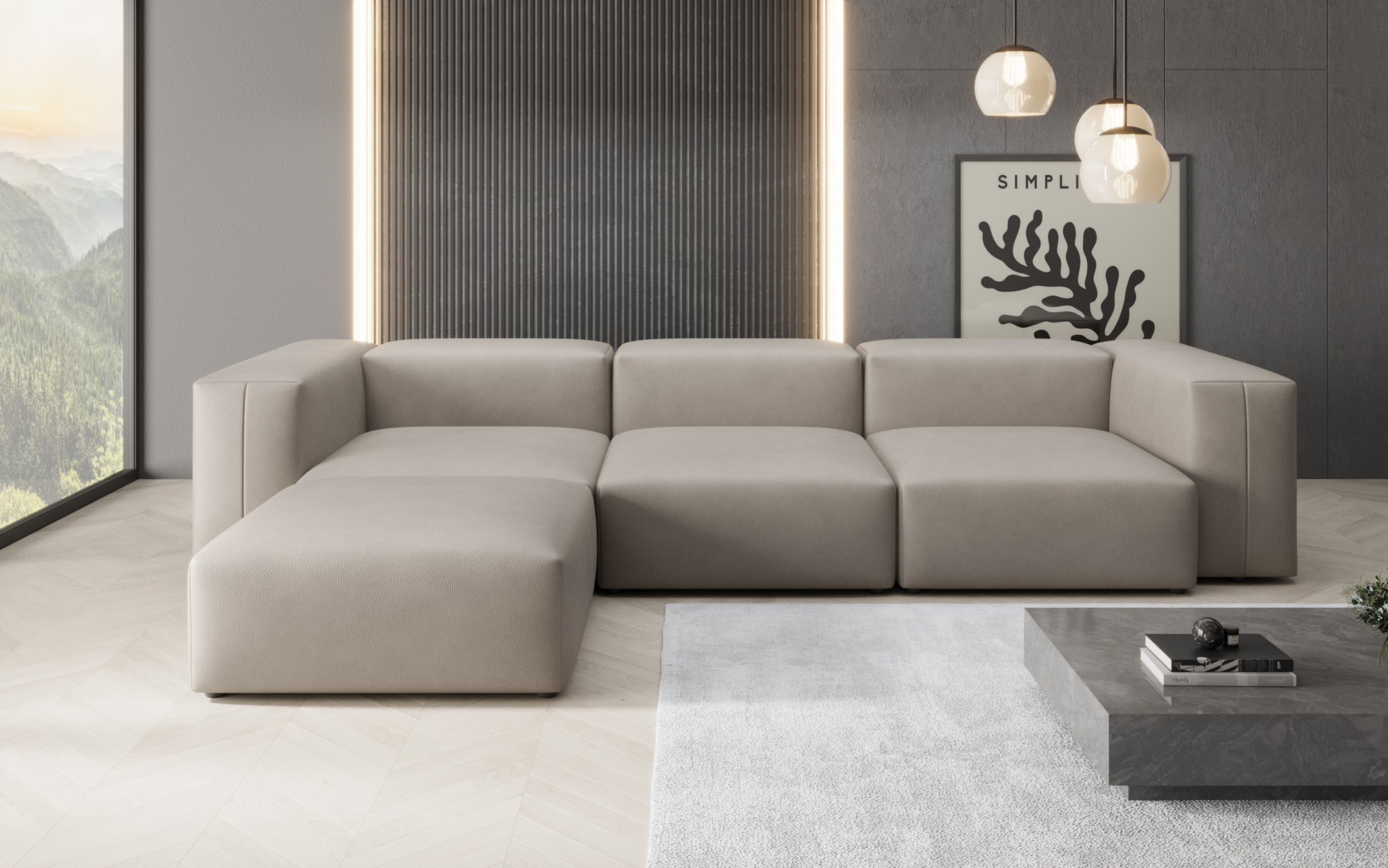 Designer Ecksofa Snug in Echtleder