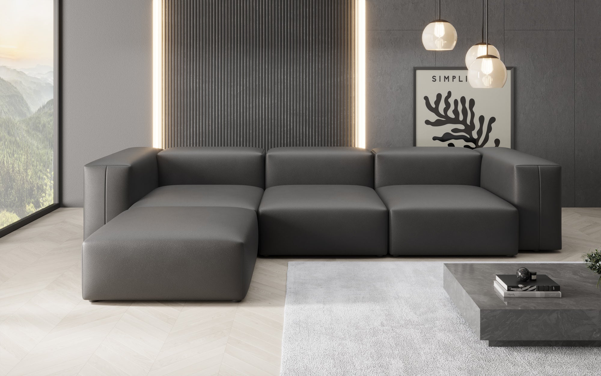 Designer Ecksofa Snug in Echtleder