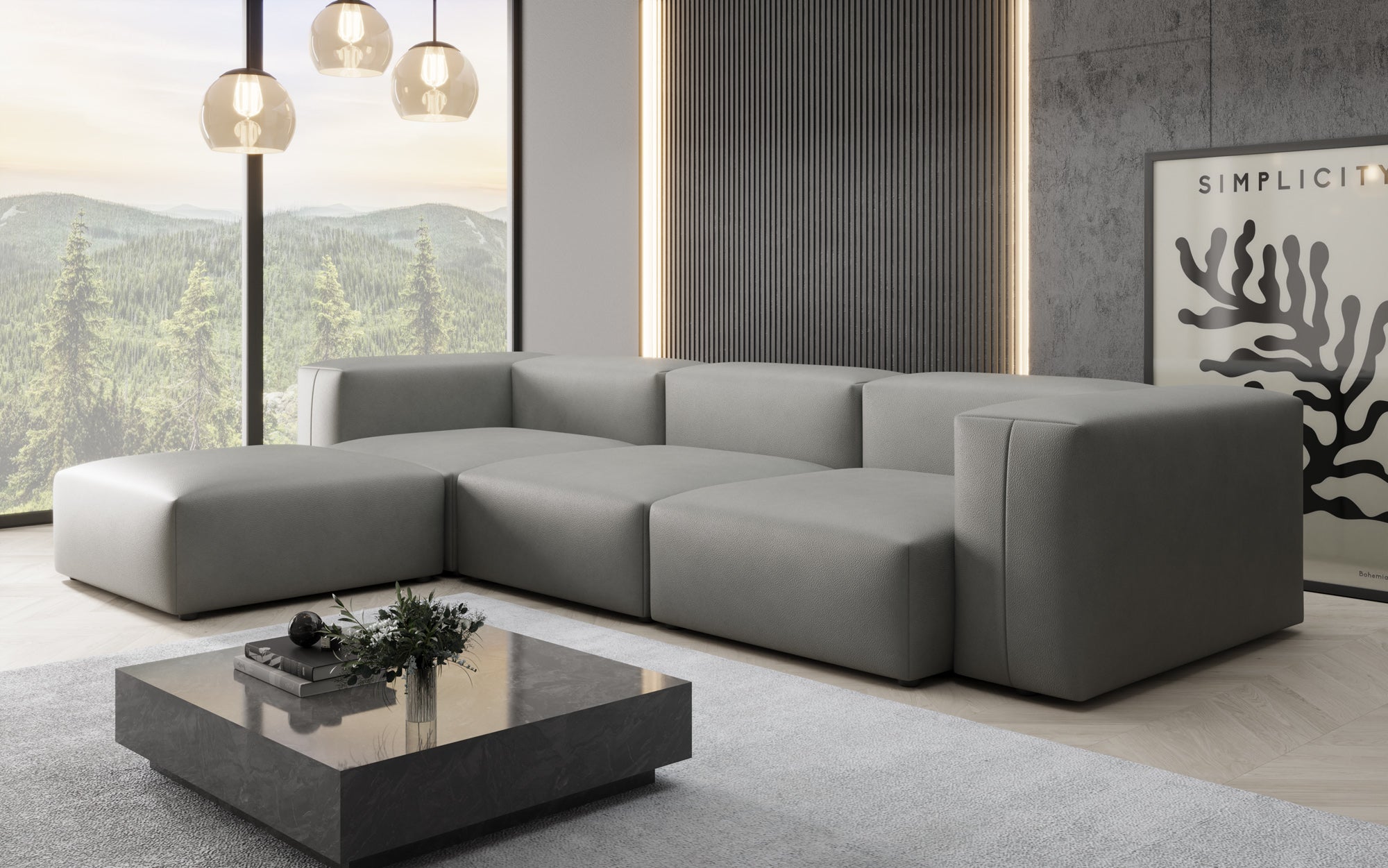 Designer Ecksofa Snug in Echtleder