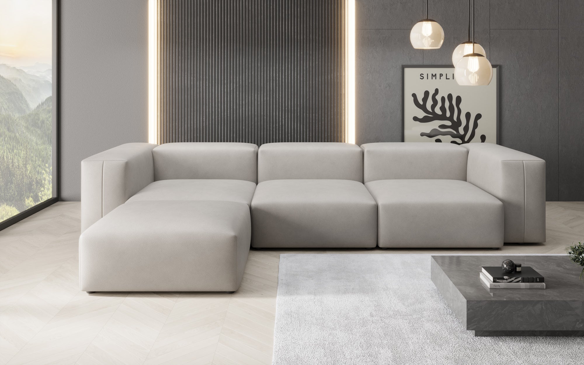Designer Ecksofa Snug in Echtleder
