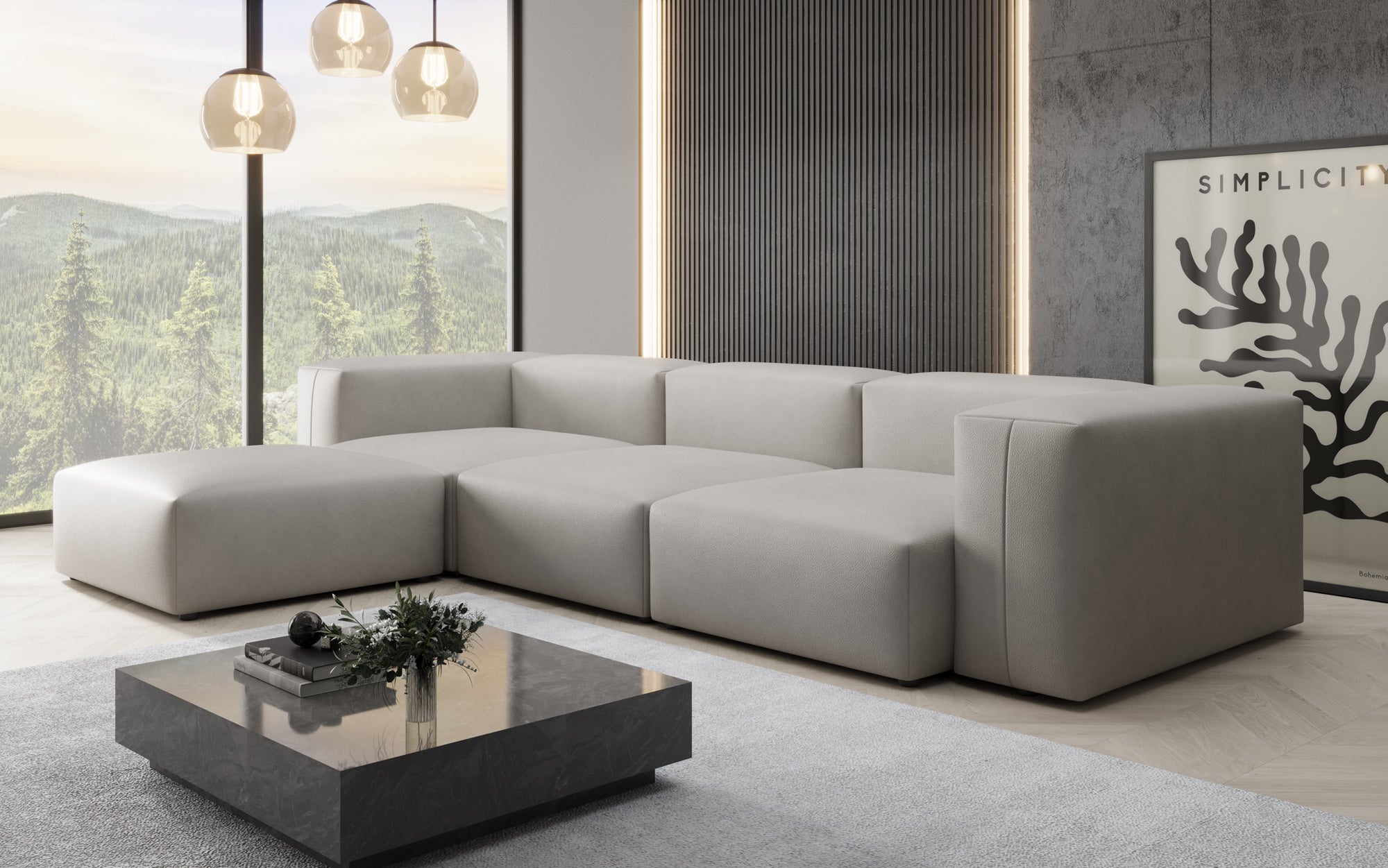 Designer Ecksofa Snug in Echtleder