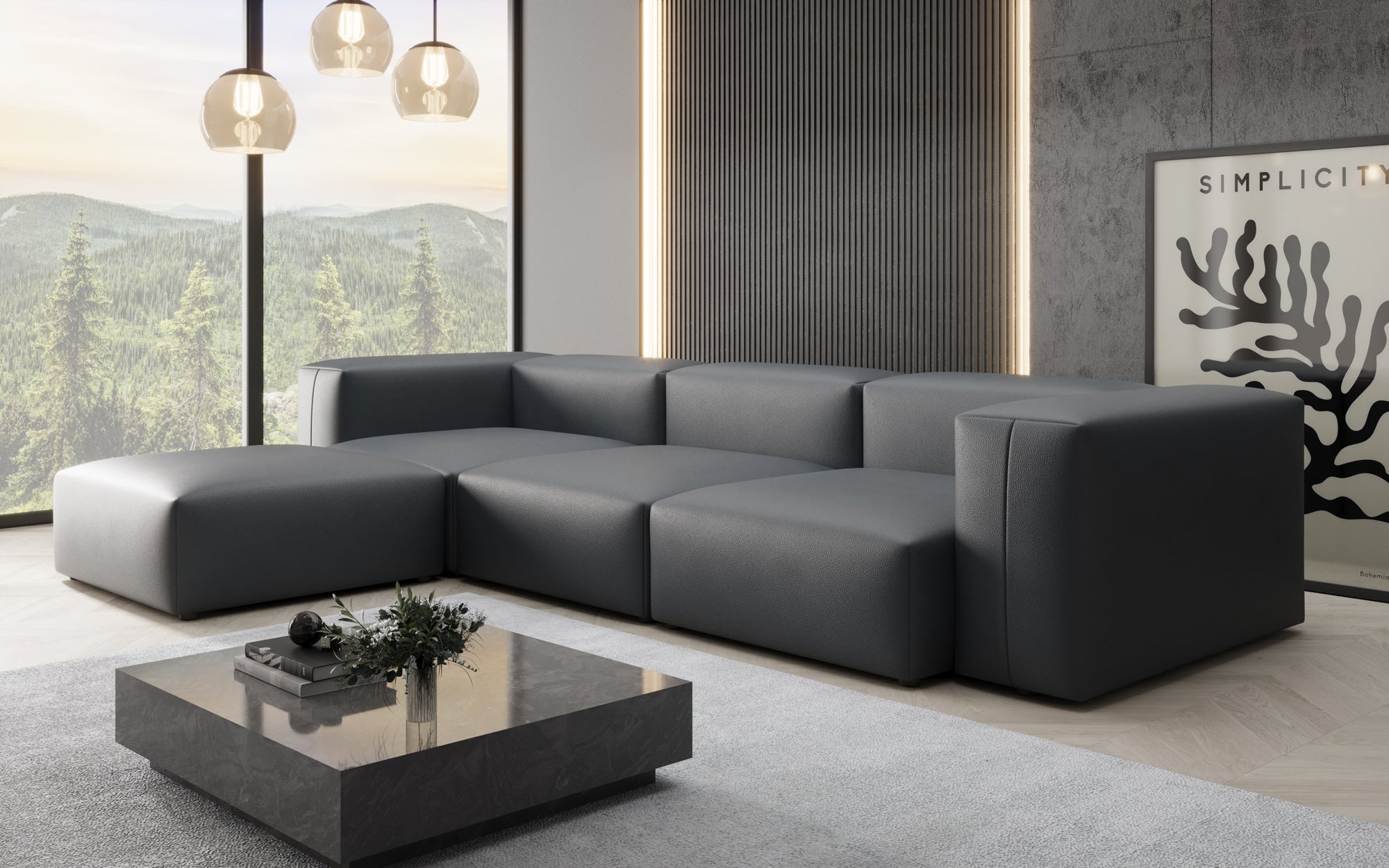 Designer Ecksofa Snug in Echtleder