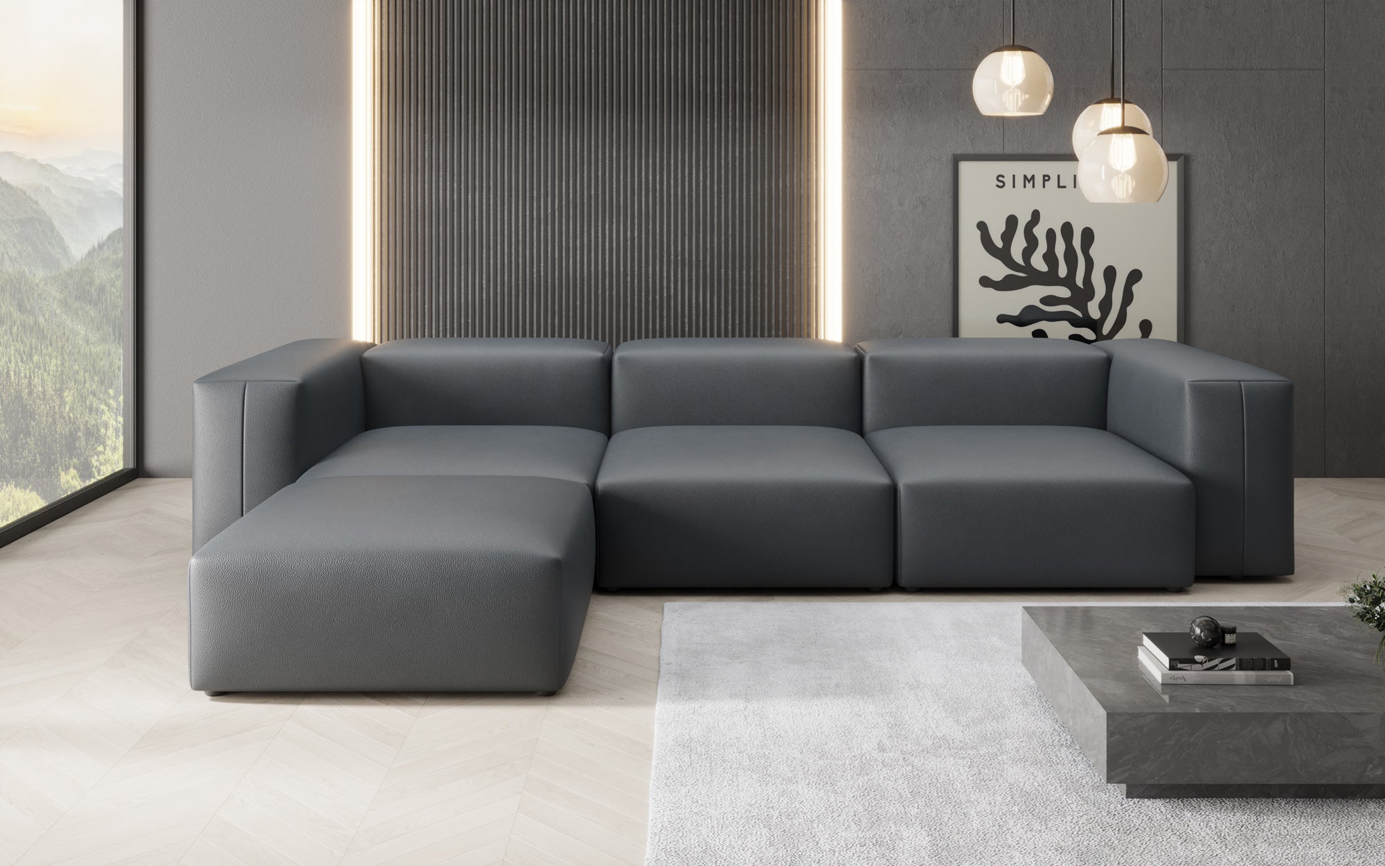 Designer Ecksofa Snug in Echtleder