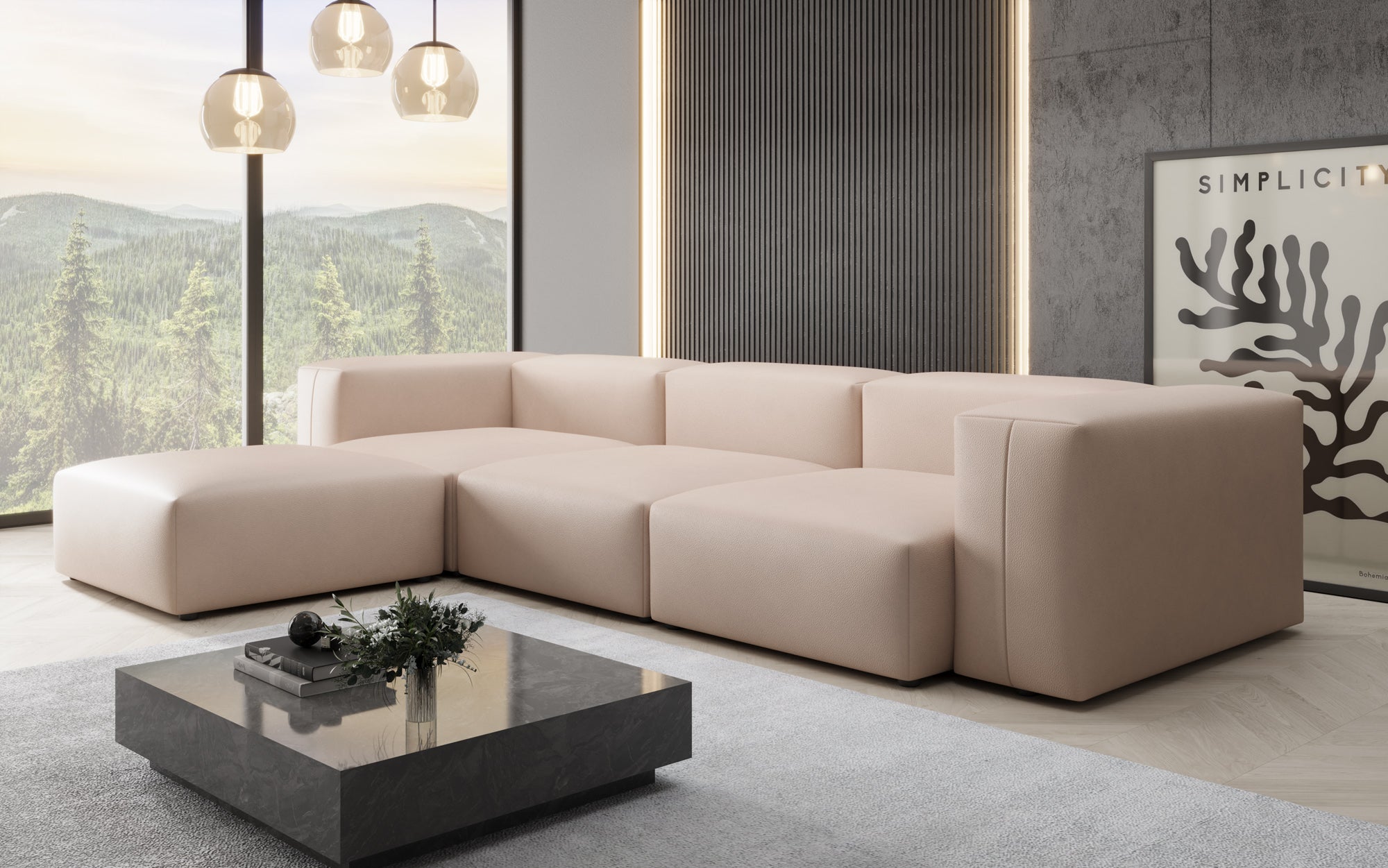 Designer Ecksofa Snug in Echtleder
