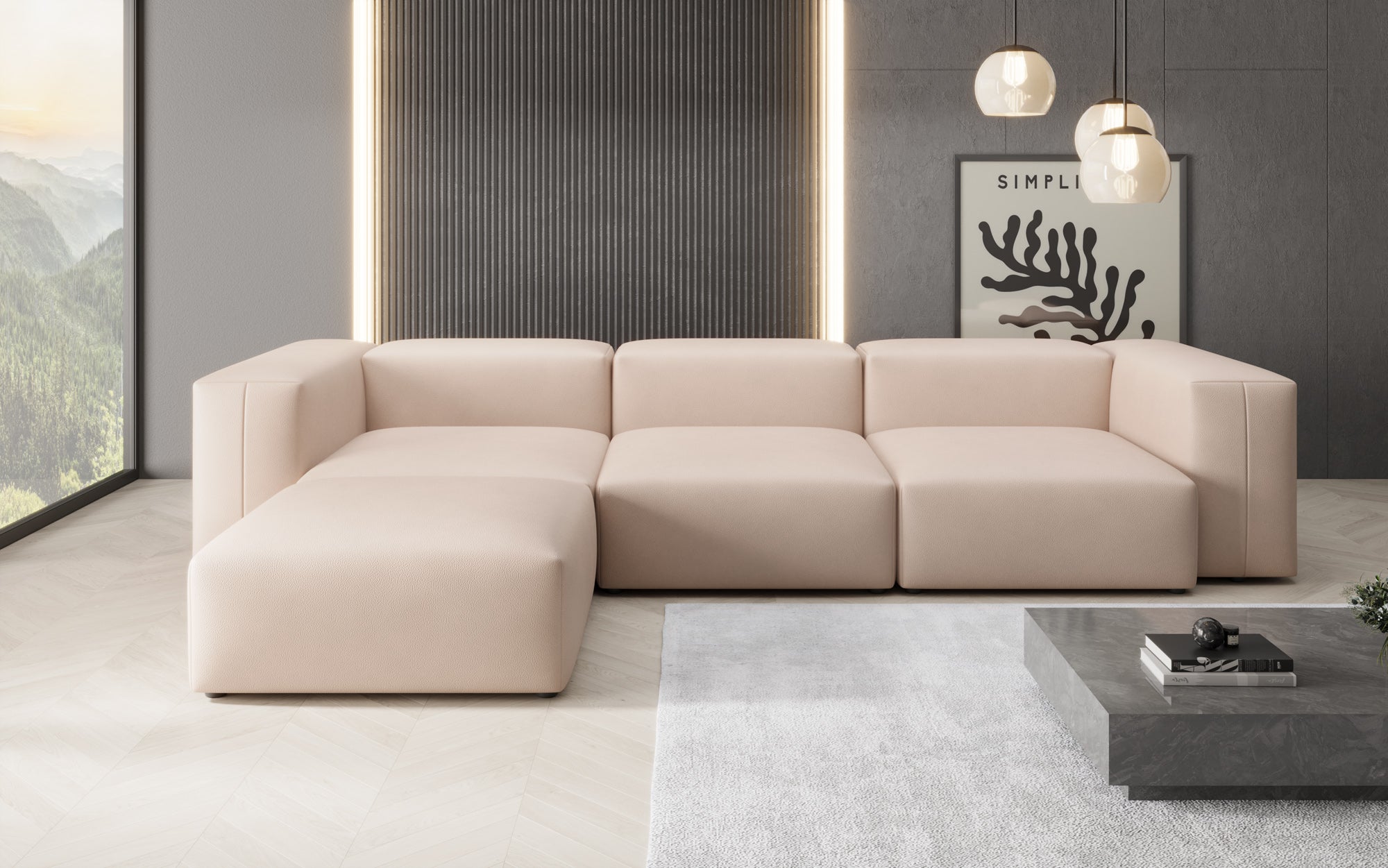 Designer Ecksofa Snug in Echtleder