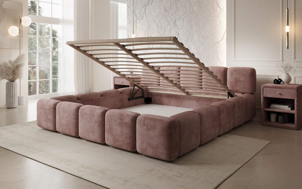 Designer Polsterbett Giulia Cord mit Stauraum