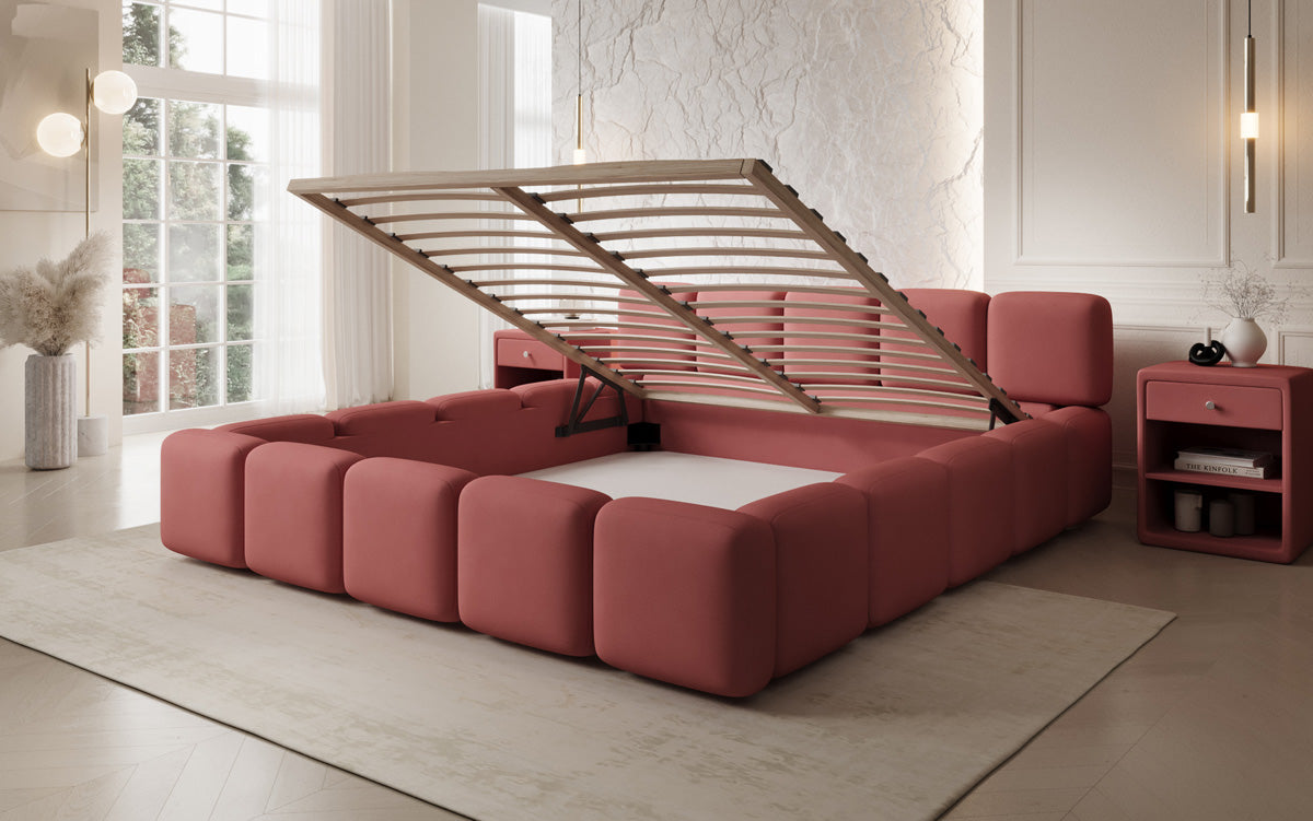 Designer Polsterbett Giulia Stoff mit Stauraum