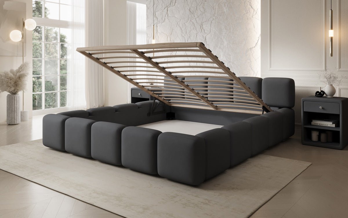 Designer Polsterbett Giulia Stoff mit Stauraum