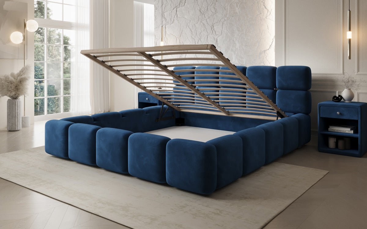 Designer Polsterbett Matilda Samt mit Stauraum
