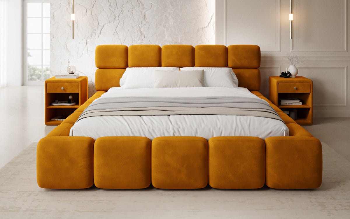Designer Polsterbett Matilda Samt mit Stauraum