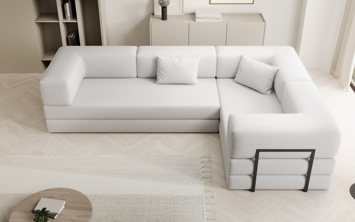 Designer Sofa Lazy L geschlossen in Bouclé