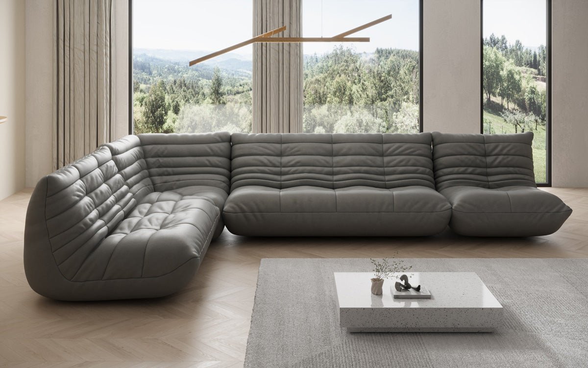 Designer Sofa Wohnlandschaft Calmo in Echtleder