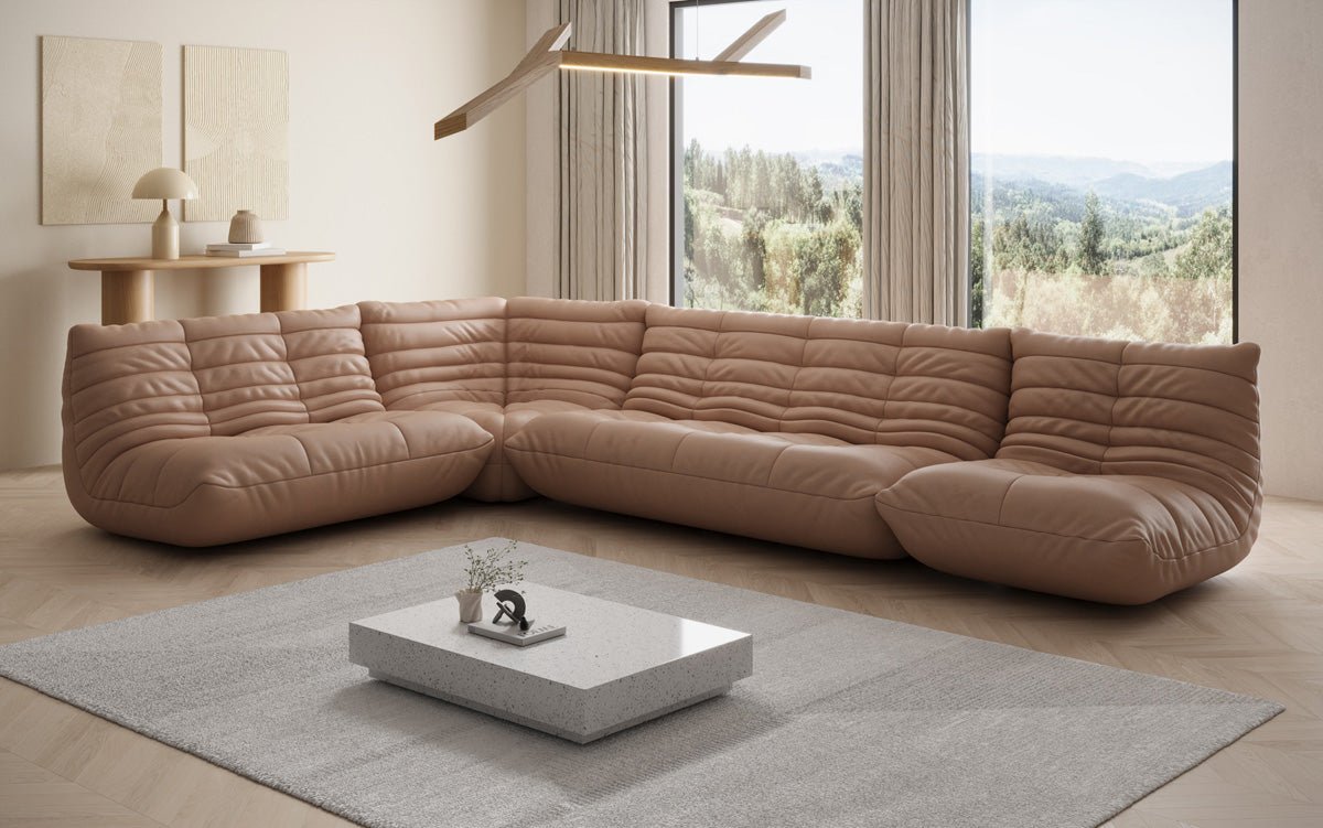 Designer Sofa Wohnlandschaft Calmo in Echtleder