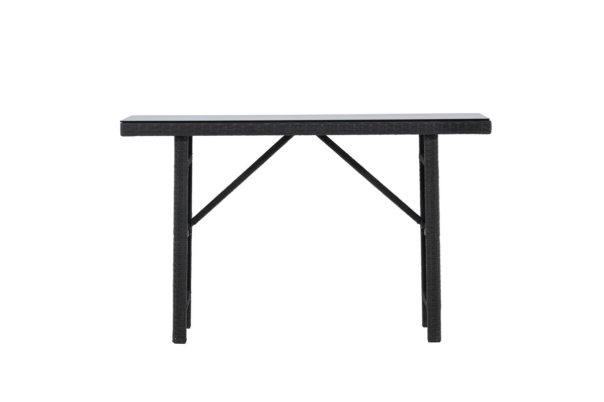 Garten Beistelltisch Pandora - Aus Rattan und Glas in Schwarz