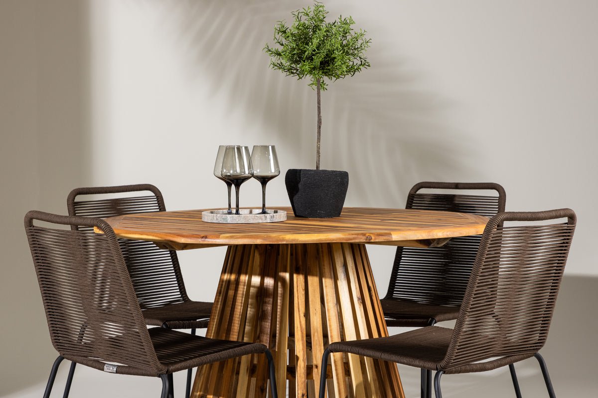 Garten Essgruppe Amano – 5-teiliges Gartenmöbel-Set mit rundem Tisch in 2 Farben