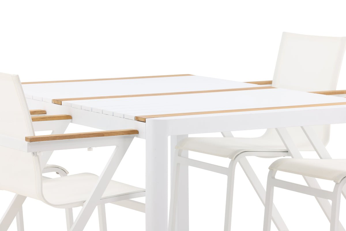 Garten Essgruppe Rolina – 4 Stühle und 1 Tisch in Weiß