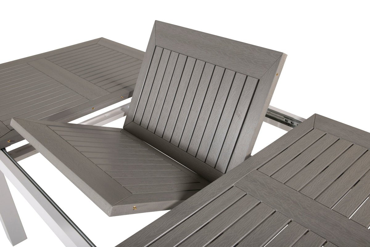 Garten Esstisch Ravello - Ausziehbar von 152 auf 210 cm mit weißem Aluminiumgestell