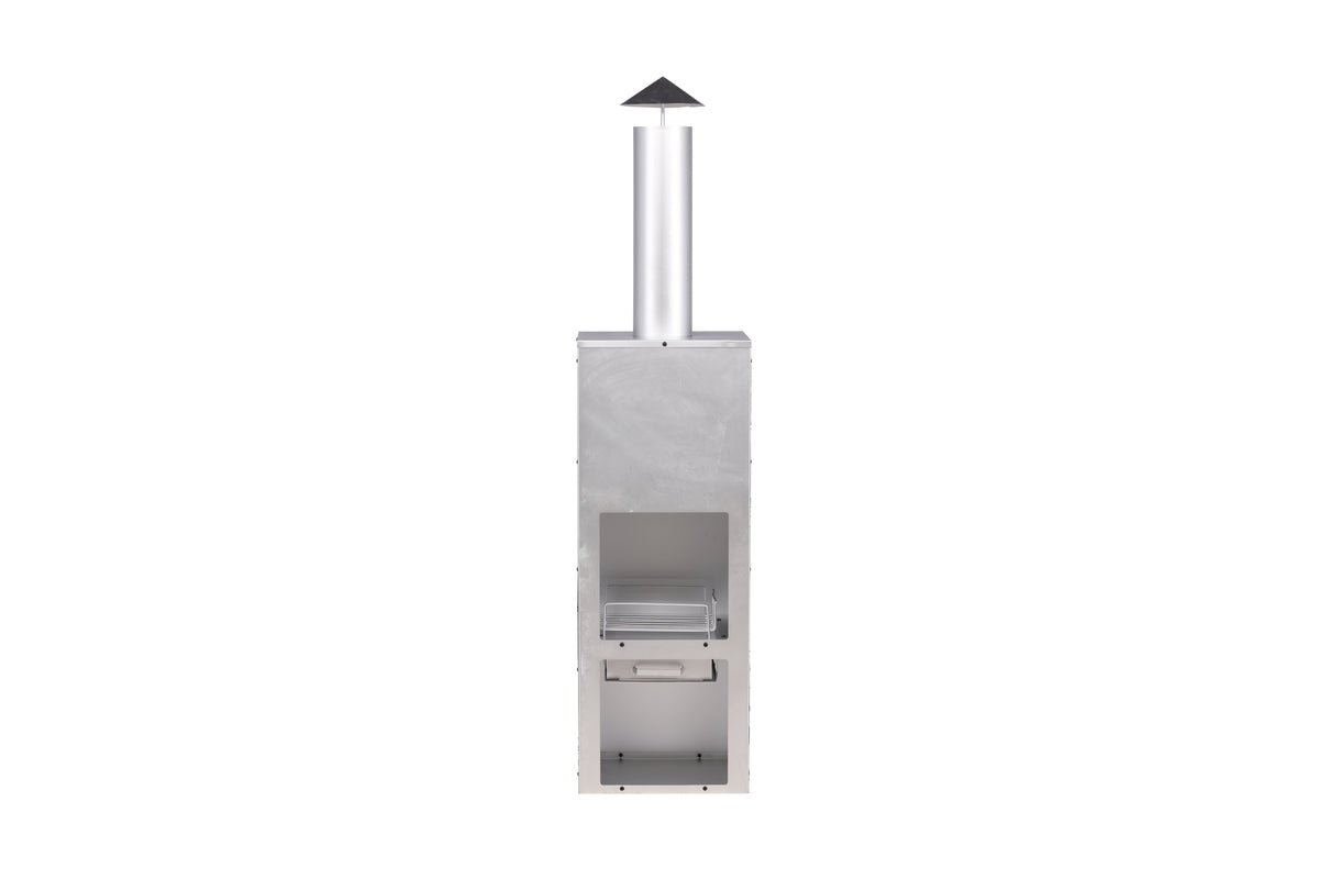 Garten Kamin Arne - aus Stahl mit Schornstein in Silber