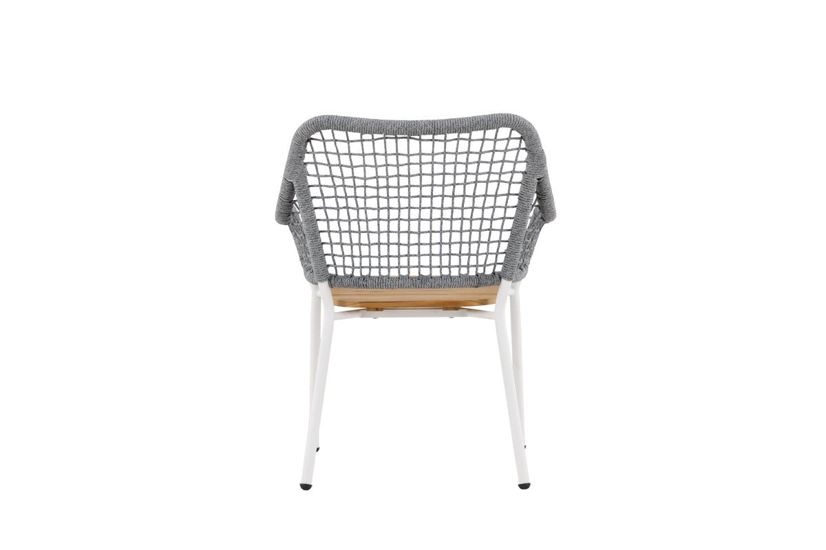 Garten- Loungesessel Amore - In Grau mit einer Sitzfläche aus Teakholz