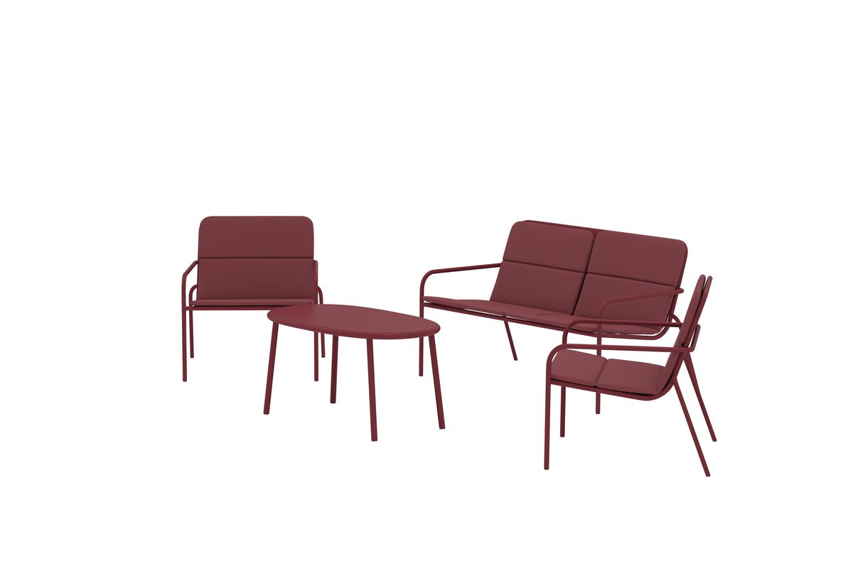 Garten Loungeset Abil – 4-teilig in Rot mit Sofa, Sesseln & Tisch