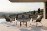 Garten Loungeset David – wetterbeständig mit Sesseln & rundem Glastisch