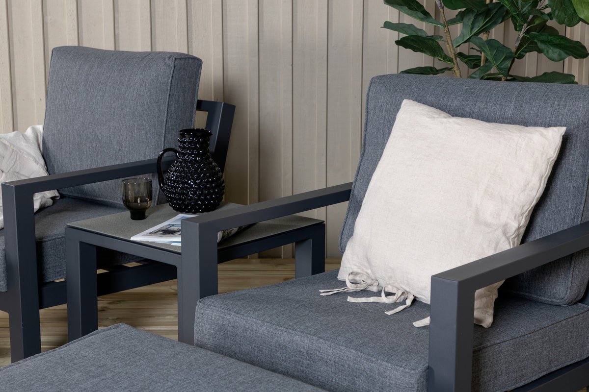 Garten Loungeset Tavira – 5-teiliges Outdoor-Sessel-Set in Schwarz