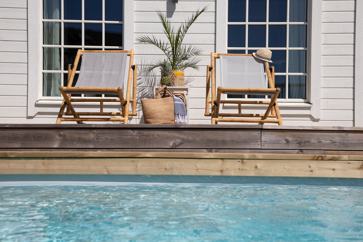 Garten Sonnenliege Coco - aus Rattan und Textilene in Naturoptik