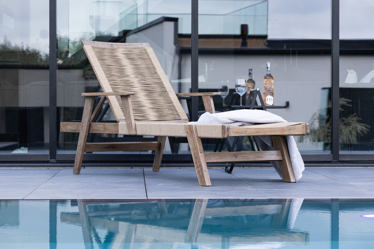 Garten Sonnenliege Ferano - verstellbar aus Akazienholz & Polyesterseil