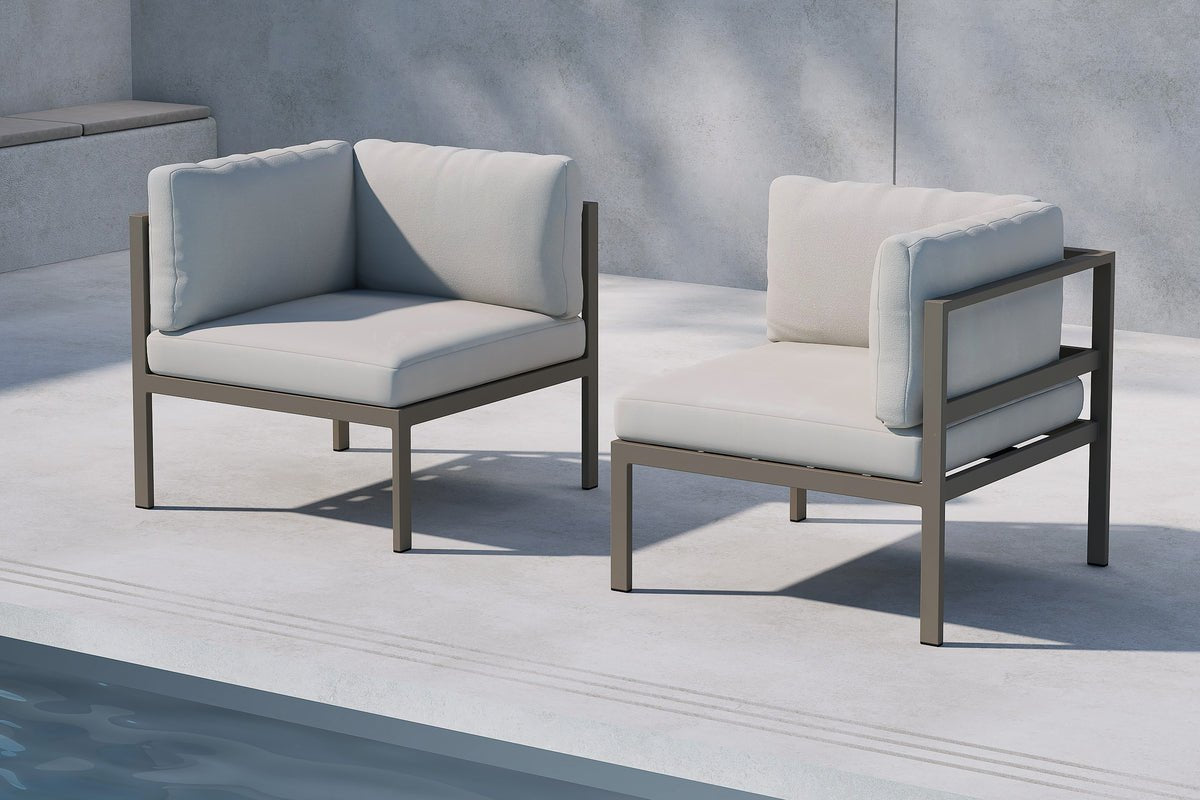 Gartenbank Eckmodul Borelio - Aus Aluminium in den Farben Khaki und Beige