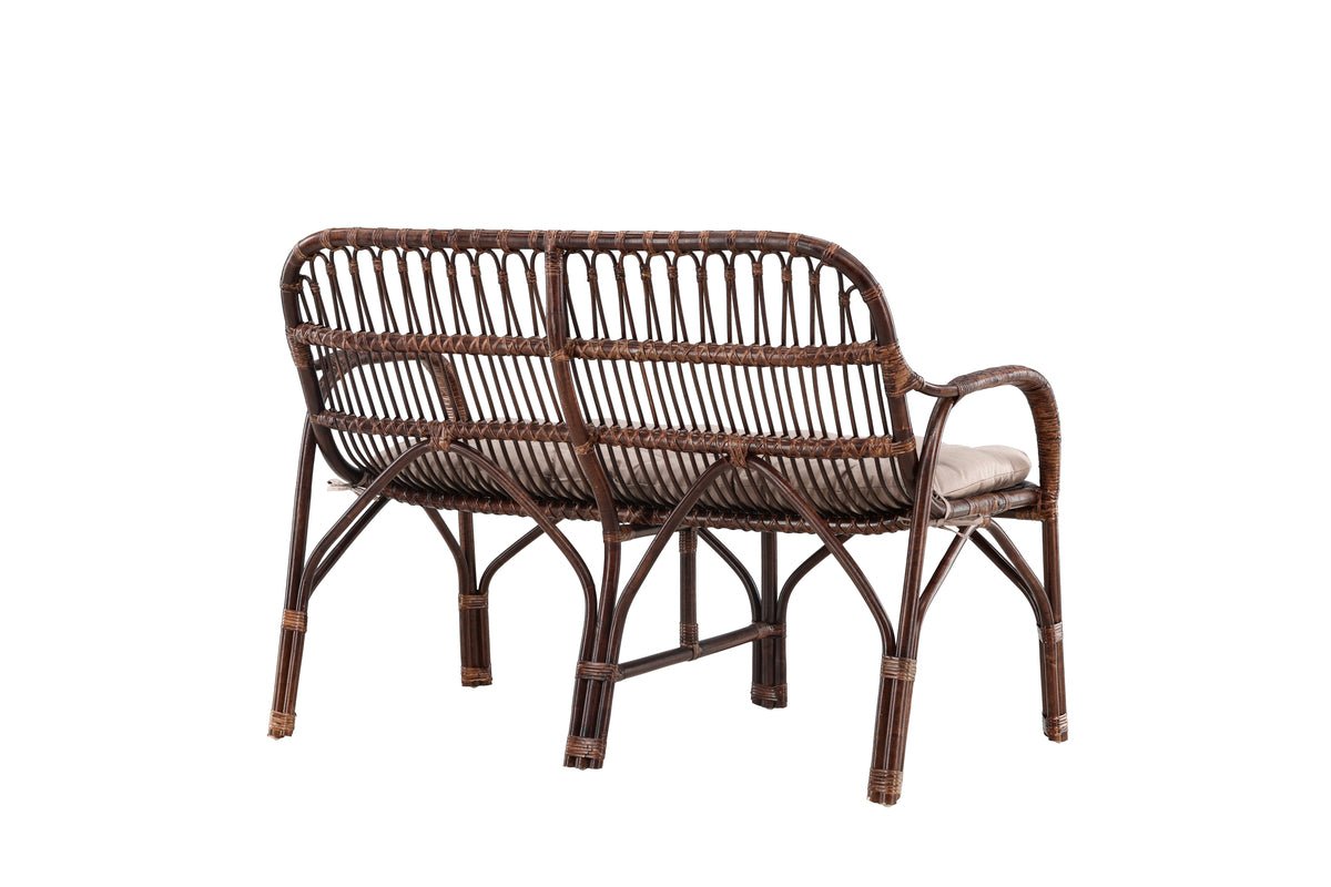 Gartenbank Tobias - Aus Rattan in der Farbe Dunkelwalnuss