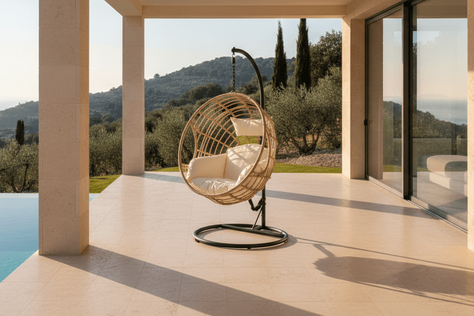 Garten Hängesessel Mercy - aus Rattan/Metall in Natur