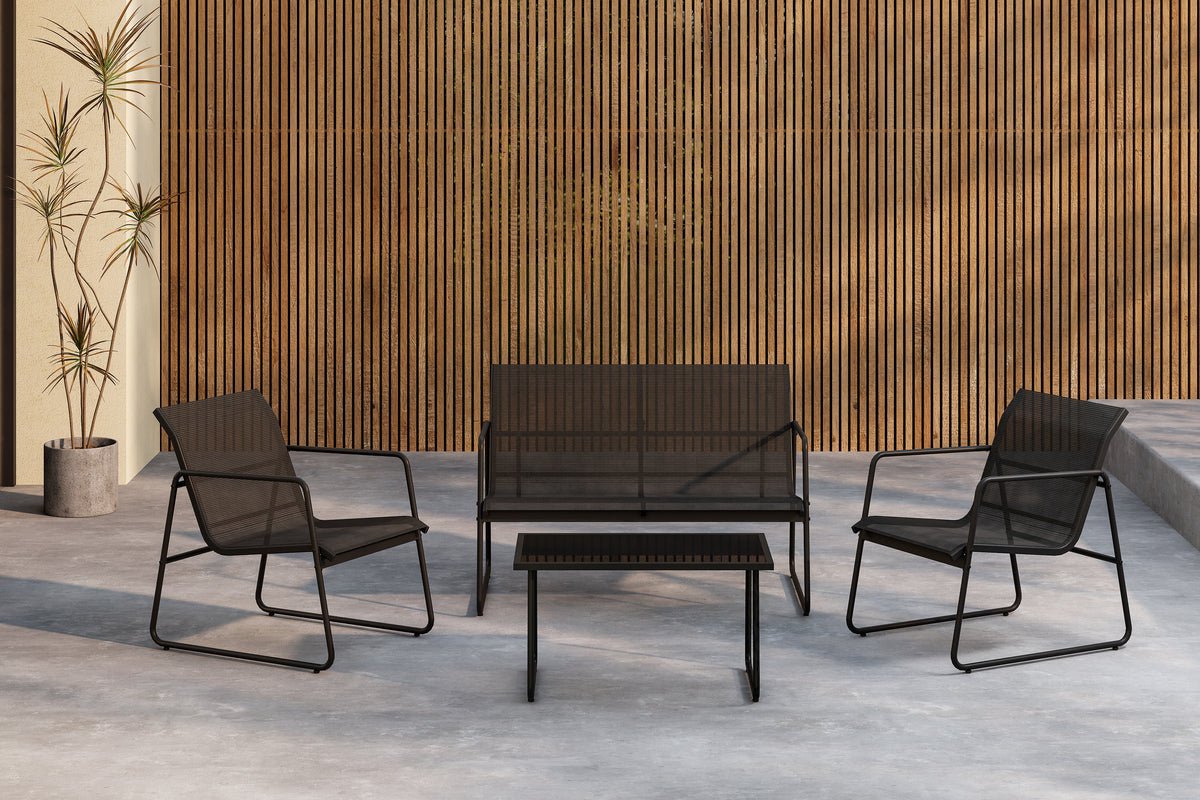 Loungeset Novara – 4-teiliges Outdoor-Set aus Stahl mit Glastisch in 2 Farben