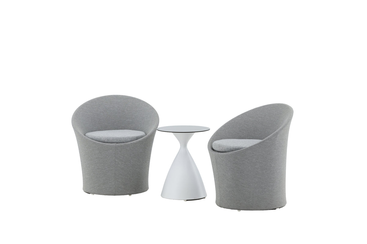 Loungeset Tanja - Grau/Weißes Set mit 2 Stühlen