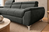 Ecksofa Luno in Strukturstoff Anthrazit, Ottomane links – Detailansicht