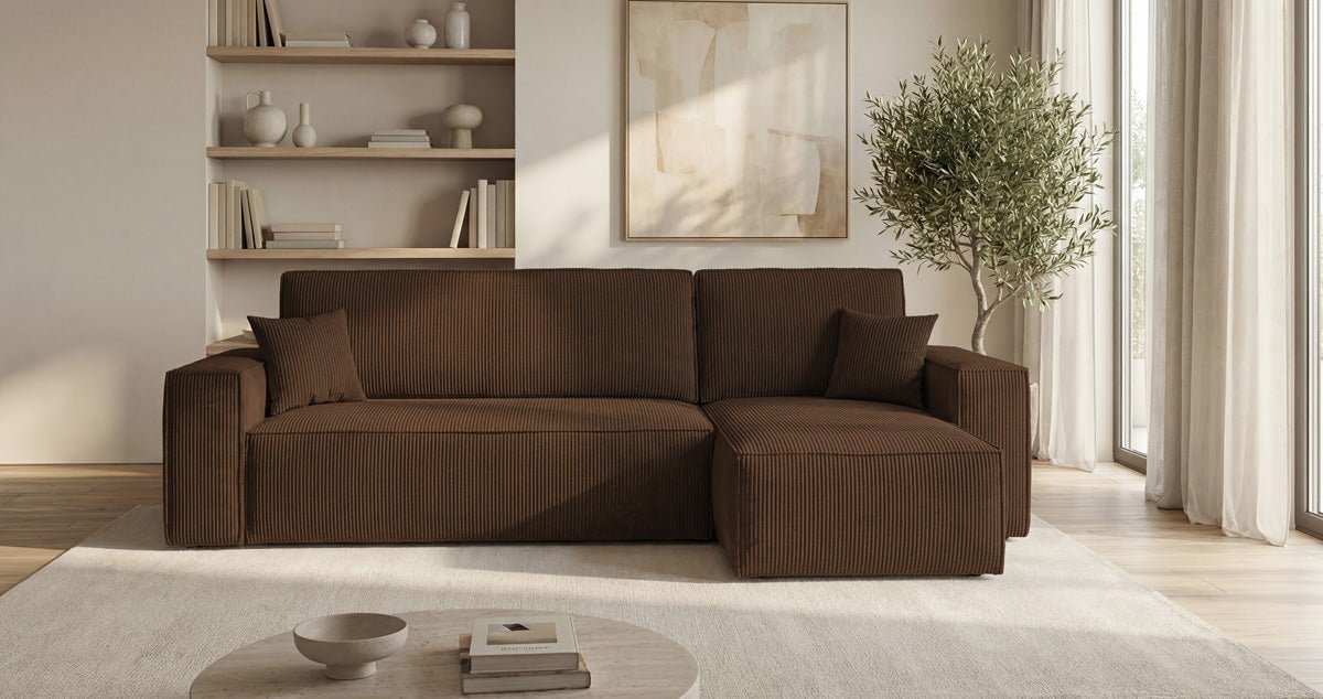 Designer Sofa Lunaro Mini mit Schlaf- und Klappfunktion in Cord