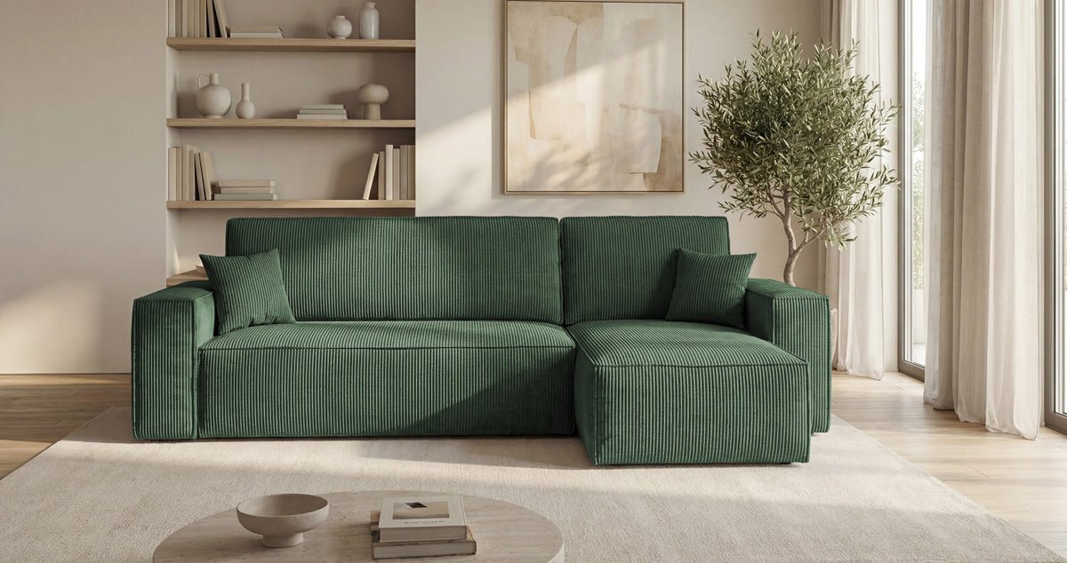 Designer Sofa Lunaro Mini mit Schlaf- und Klappfunktion in Cord