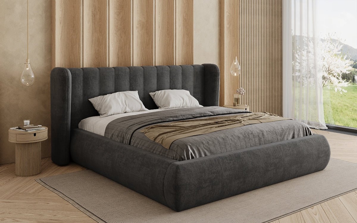 Designer Polsterbett Valentina Samt mit Stauraum